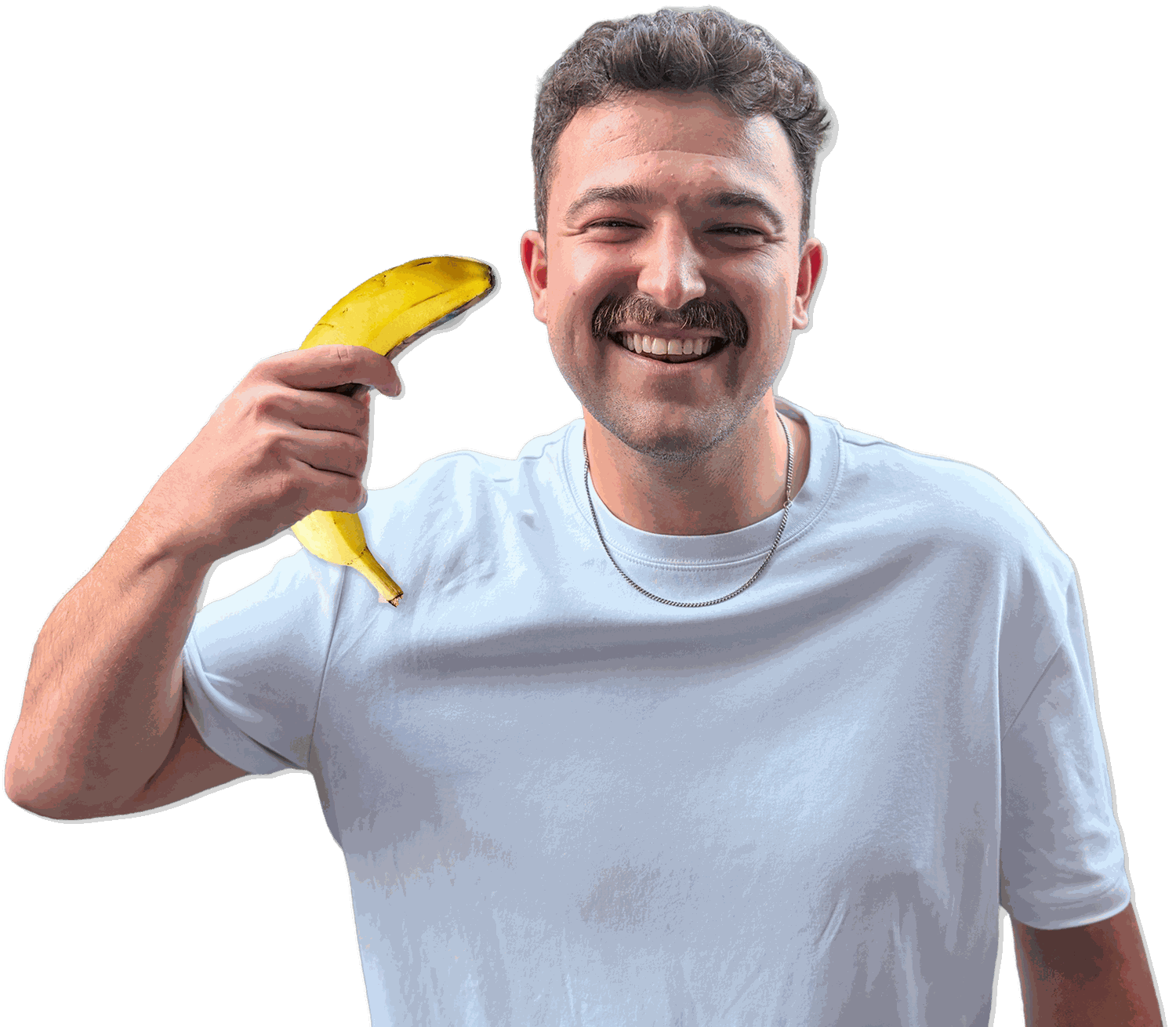 Jonny holding a banana.